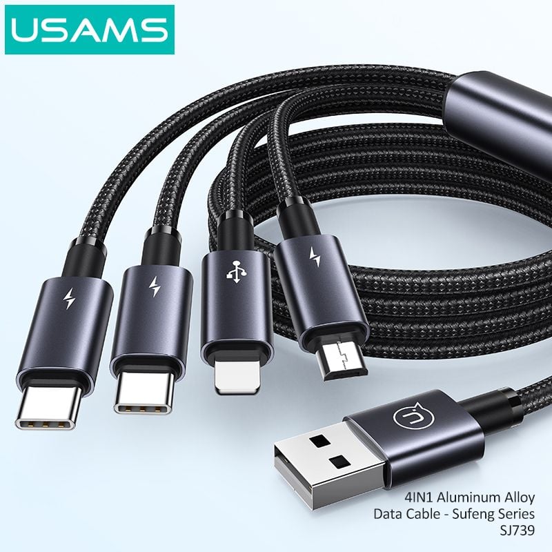 Cáp sạc đa năng USAMS SJ739 4In1 15W Aluminum Alloy Sufeng Series