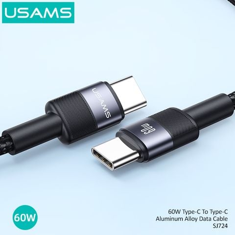 Cáp sạc nhanh USAMS SJ724 60W Type-C To Type-C Aluminum Alloy SY Series