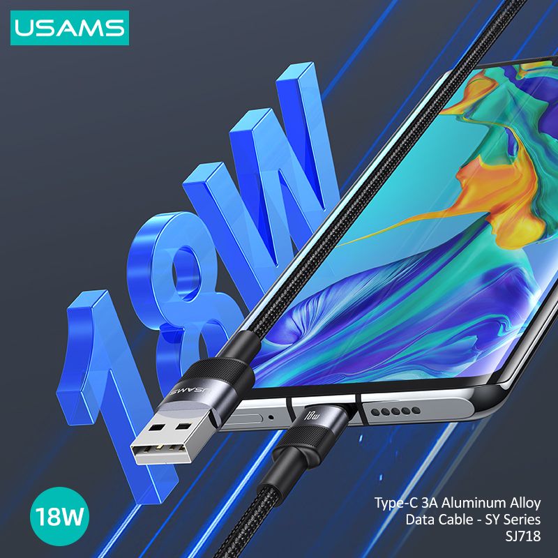 Cáp sạc nhanh USAMS SJ718 Type-C 3A Aluminum Alloy SY Series