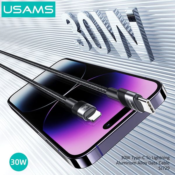 Cáp sạc nhanh USAMS SJ729 30W Type-C To Lightning Aluminum Alloy SY Series