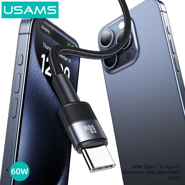 Cáp sạc nhanh USAMS SJ724 60W Type-C To Type-C Aluminum Alloy SY Series