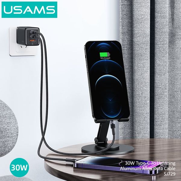 Cáp sạc nhanh USAMS SJ729 30W Type-C To Lightning Aluminum Alloy SY Series
