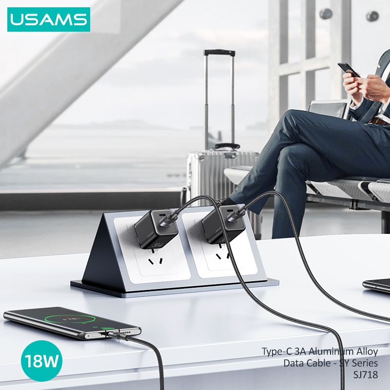 Cáp sạc nhanh USAMS SJ718 Type-C 3A Aluminum Alloy SY Series