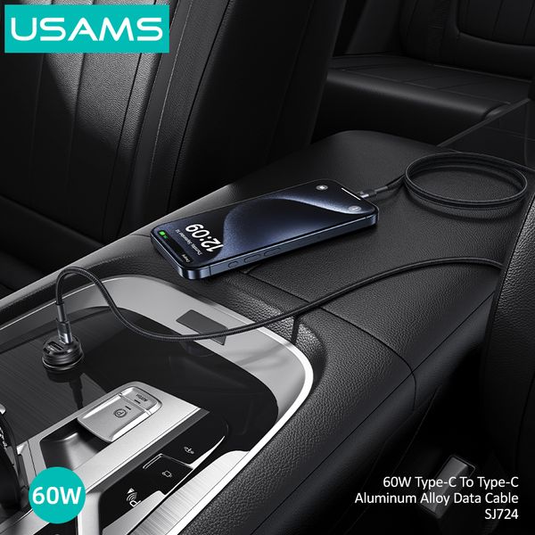 Cáp sạc nhanh USAMS SJ724 60W Type-C To Type-C Aluminum Alloy SY Series