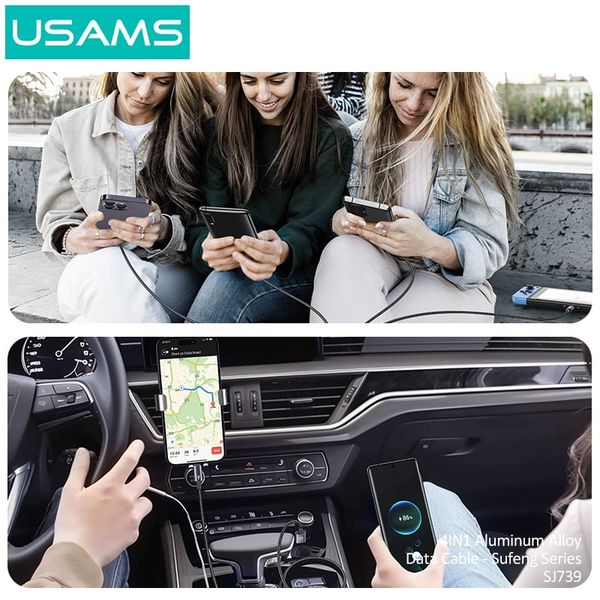 Cáp sạc đa năng USAMS SJ739 4In1 15W Aluminum Alloy Sufeng Series