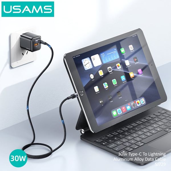 Cáp sạc nhanh USAMS SJ729 30W Type-C To Lightning Aluminum Alloy SY Series