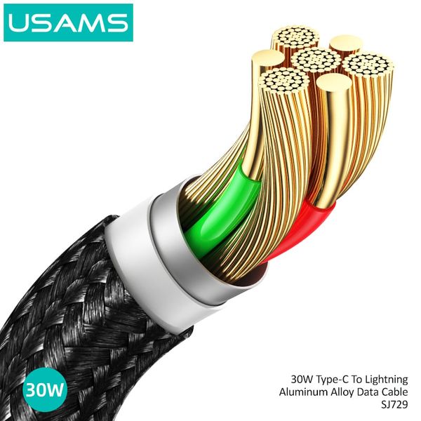 Cáp sạc nhanh USAMS SJ729 30W Type-C To Lightning Aluminum Alloy SY Series