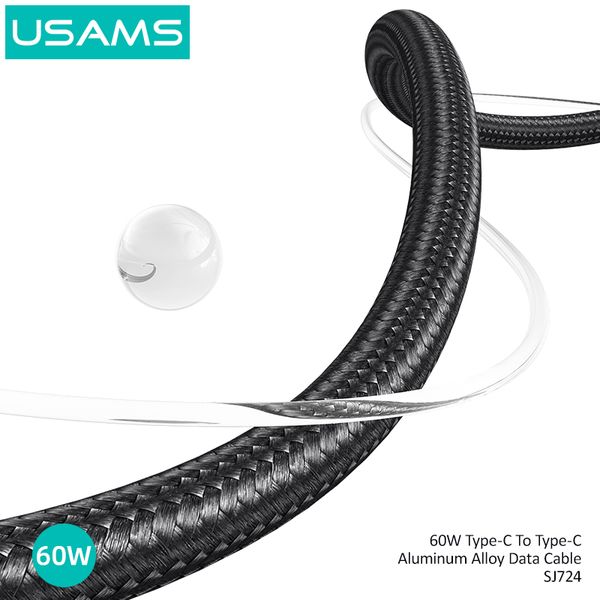 Cáp sạc nhanh USAMS SJ724 60W Type-C To Type-C Aluminum Alloy SY Series