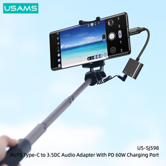 Đầu chuyển Type-C to Audio 3.5 DC USAMS AU15 + PD 60W