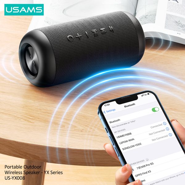 Loa Bluetooth Di Động USAMS YX008 10W (Bluetooth v5.0, 1800mAh, 360° Surround Stereo, IPX6)