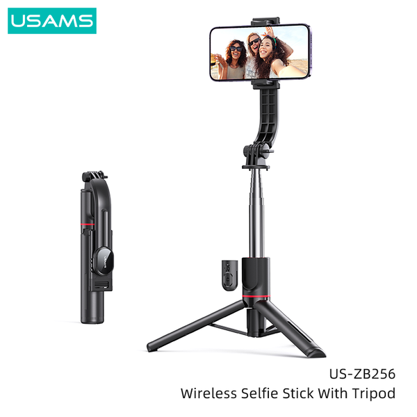 Gậy Selfie Tripod có Remote điều khiển USAMS ZB256 Wireless Selfie Stick With Tripod (Max Length: 1.13m)