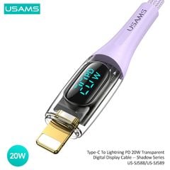 Cáp Sạc Nhanh C To Lightning USAMS SJ588 20W (1.2m, Trong suốt, Digital Display)
