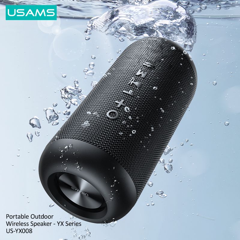 Loa Bluetooth Di Động USAMS YX008 10W (Bluetooth v5.0, 1800mAh, 360° Surround Stereo, IPX6)