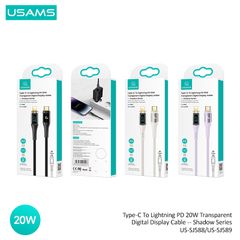 Cáp Sạc Nhanh C To Lightning USAMS SJ588 20W (1.2m, Trong suốt, Digital Display)