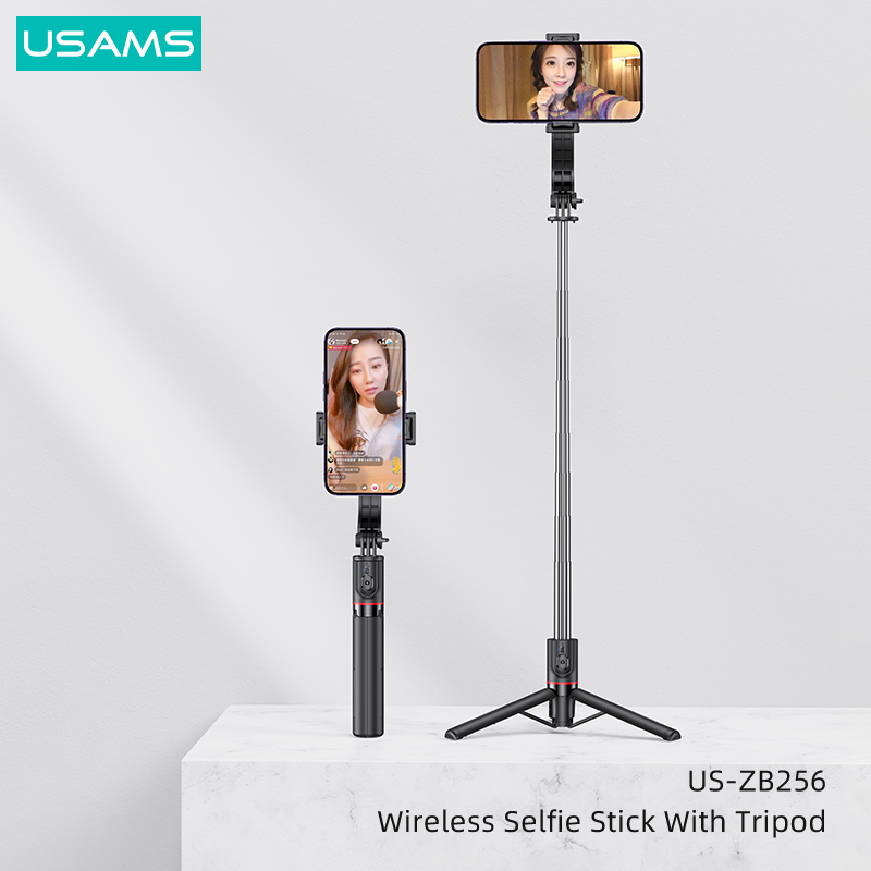 Gậy Selfie Tripod có Remote điều khiển USAMS ZB256 Wireless Selfie Stick With Tripod (Max Length: 1.13m)