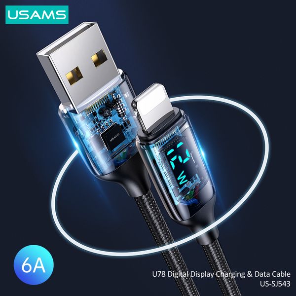 Cáp sạc nhanh USAMS SJ543 U78 Lightning Digital Display Charging & Data Cable