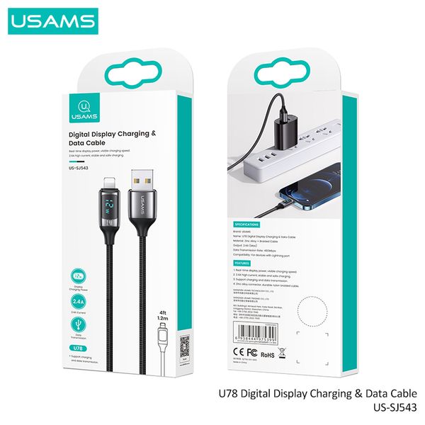 Cáp sạc nhanh USAMS SJ543 U78 Lightning Digital Display Charging & Data Cable