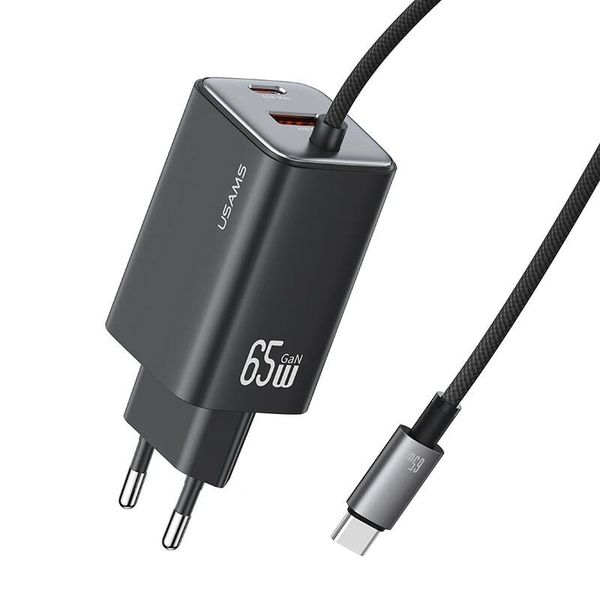Củ Sạc Nhanh 2C+1A GaN USAMS CC273 65W (With Type-C Built-in cable)