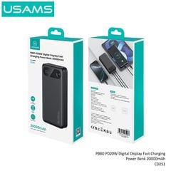 Pin Dự Phòng USAMS CD249 10000mAh/20000mAh 20W (Digital LED Display, USB + 2*Type-C Port)