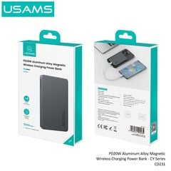 Pin Sạc Dự Phòng Không Dây Siêu Mỏng USAMS CD231 5000mAh 20W (15W Wireless Charging)