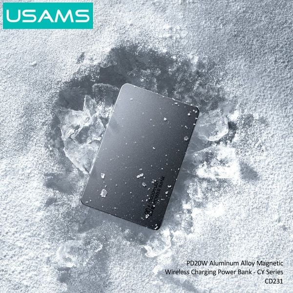 Pin Sạc Dự Phòng Không Dây Siêu Mỏng USAMS CD231 5000mAh 20W (15W Wireless Charging)