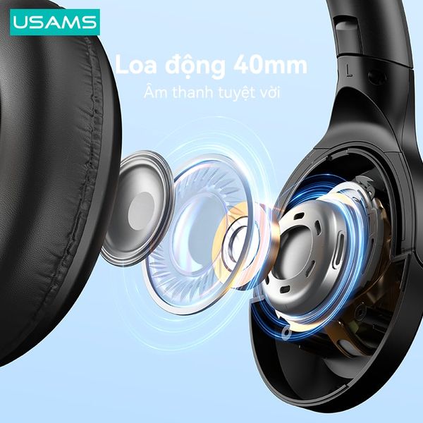 Tai Nghe Chụp Tai USAMS YH21 (Bluetooth v5.3, 500mAh, 70hrs, SNR ≥80dB, 3D Surround Sound)