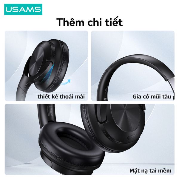 Tai Nghe Chụp Tai USAMS YH21 (Bluetooth v5.3, 500mAh, 70hrs, SNR ≥80dB, 3D Surround Sound)
