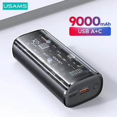 Pin Dự Phòng sạc nhanh nhỏ gọn USAMS CD189 9000mAh 20W (Digital Display, USB+Type-C port, Trong suốt, PD + QC3.0)