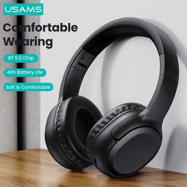 Tai Nghe Chụp Tai USAMS YG23 (Bluetooth v5.3, 300mAh, 40hrs, 3D Stereo Sound, HD calls, thumping bass, customized 3D stereo sound, immersive music listening)