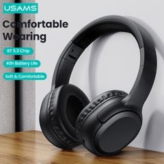 Tai Nghe Chụp Tai USAMS YG23 (Bluetooth v5.3, 300mAh, 40hrs, 3D Stereo Sound, HD calls, thumping bass, customized 3D stereo sound, immersive music listening)