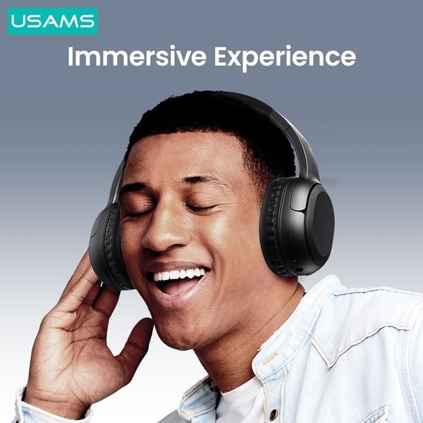 Tai Nghe Chụp Tai USAMS YG23 (Bluetooth v5.3, 300mAh, 40hrs, 3D Stereo Sound, HD calls, thumping bass, customized 3D stereo sound, immersive music listening)