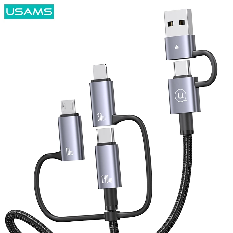 Cáp Sạc Nhanh 6 in 1 USAMS SJ737/SJ738 240W USB/Type-C sang M+L+C (480Mbps)