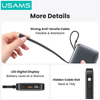 Pin Dự Phòng USAMS CD228 10000mAh 20W (Digital Display, Kèm Cáp Type-C + Lightning, 3C Certification)