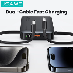 Pin Dự Phòng USAMS CD228 10000mAh 20W (Digital Display, Kèm Cáp Type-C + Lightning)