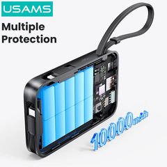 Pin Dự Phòng USAMS CD228 10000mAh 20W (Digital Display, Kèm Cáp Type-C + Lightning)