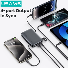 Pin Dự Phòng USAMS CD228 10000mAh 20W (Digital Display, Kèm Cáp Type-C + Lightning)