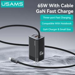 Củ Sạc Nhanh 2C+1A GaN USAMS CC273 65W (With Type-C Built-in cable)