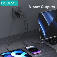 Củ Sạc Nhanh 2C+1A GaN USAMS CC273 65W (With Type-C Built-in cable)