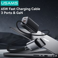 Củ Sạc Nhanh 2C+1A GaN USAMS CC273 65W (With Type-C Built-in cable)