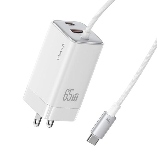 Củ Sạc Nhanh 2C+1A GaN USAMS CC273 65W (With Type-C Built-in cable)