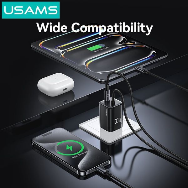 Củ Sạc Nhanh GaN USAMS CC271 30W (With Type-C Built-in cable)