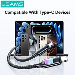 Cáp Sạc Nhanh C to C USAMS SJ750 100W (480Mbps, Colorful LED Light)