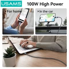 Cáp Sạc Nhanh C to C USAMS SJ750 100W (480Mbps, Colorful LED Light)