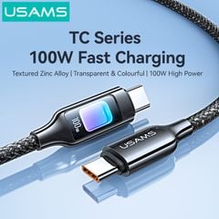 Cáp Sạc Nhanh C to C USAMS SJ750 100W (480Mbps, Colorful LED Light)