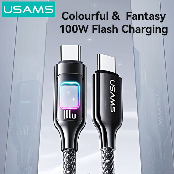 Cáp Sạc Nhanh C to C USAMS SJ750 100W (480Mbps, Colorful LED Light)
