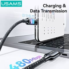Cáp Sạc Nhanh C to C USAMS SJ750 100W (480Mbps, Colorful LED Light)