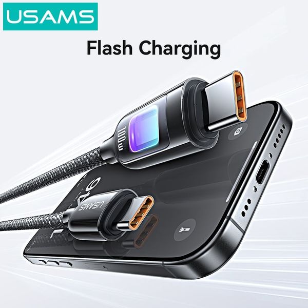 Cáp Sạc Nhanh C to C USAMS SJ750 100W (480Mbps, Colorful LED Light)