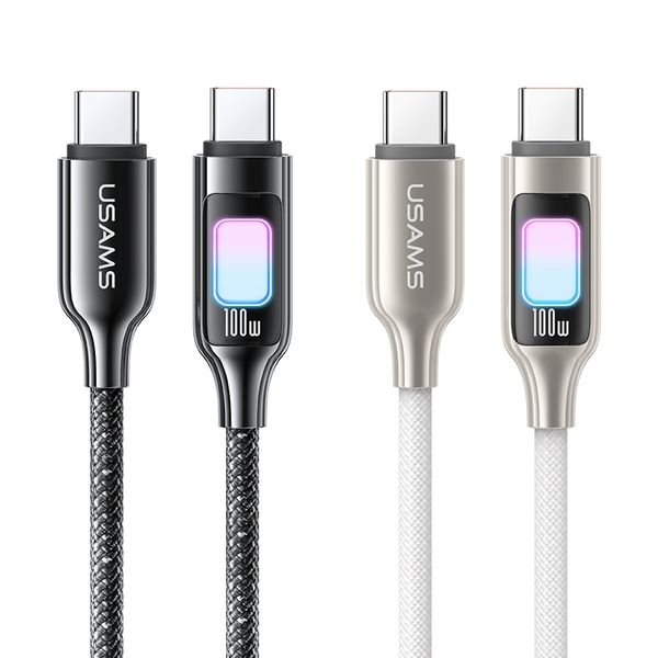 Cáp Sạc Nhanh C to C USAMS SJ750 100W (480Mbps, Colorful LED Light)