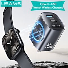 Củ Sạc Nhanh Đa Năng C+A GaN USAMS CC293 T67 20W (With iWatch Charger)