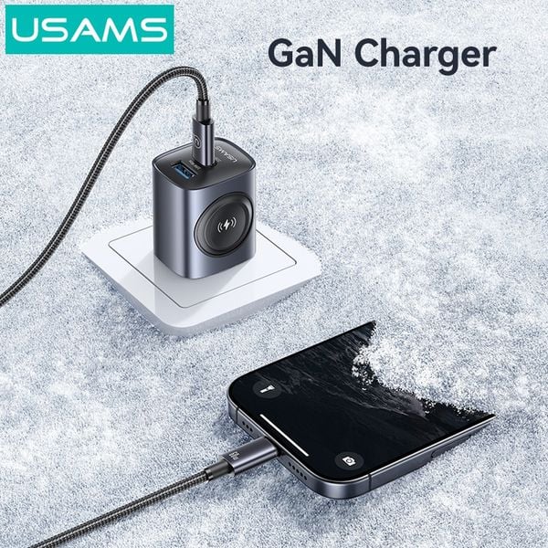 Củ Sạc Nhanh Đa Năng C+A GaN USAMS CC293 T67 20W (With iWatch Charger)